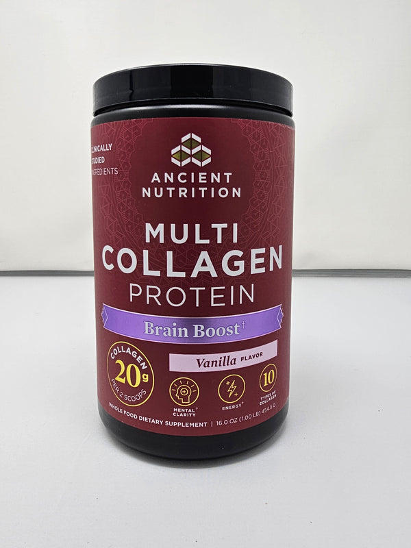 Ancient Nutrtion Multi Collagen Brain Boost Vanilla 45 servings Get 15% off at Checkout