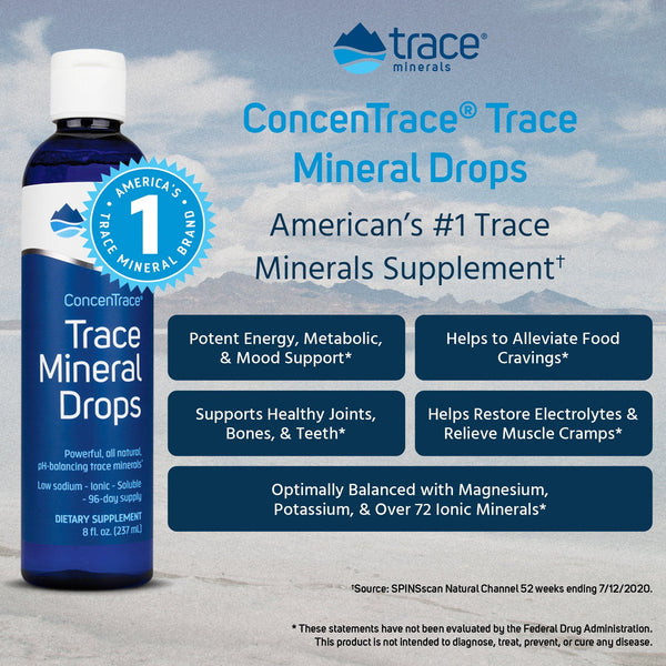 Concentrace Trace Minerals Drops - #1 Trace Minerals Supplement - Complete Mineral Complex for Energy, Hydration, & Electrolyte Balance with Over 72 High Absorption Ionic Trace Minerals - Earth's Pure 